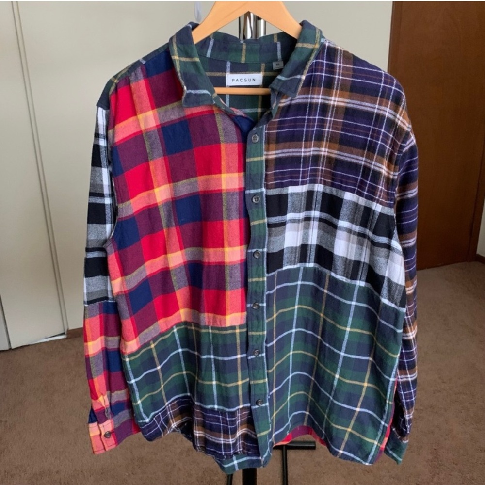 PacSun Domy Mixed Plaid Flannel Shirt XL